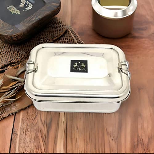 NYRA® Stainless Steel Food Pack Lunch Box for School/Office/Square Tiffin Box with Locking Clip for Kids/Adults (Large) - Image 4