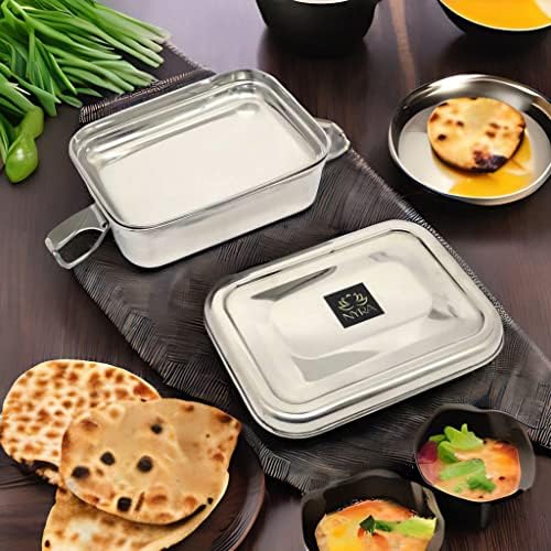 NYRA® Stainless Steel Food Pack Lunch Box for School/Office/Square Tiffin Box with Locking Clip for Kids/Adults (Large) - Image 5