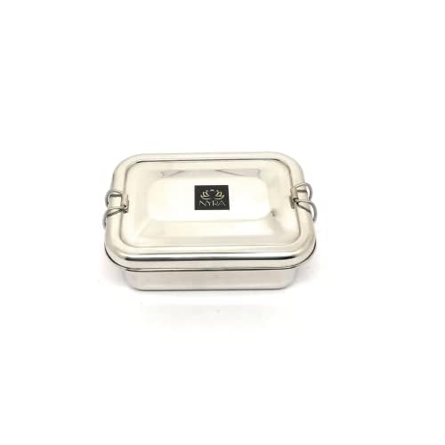 NYRA® Stainless Steel Food Pack Lunch Box for School/Office/Square Tiffin Box with Locking Clip for Kids/Adults (Large) - Image 1