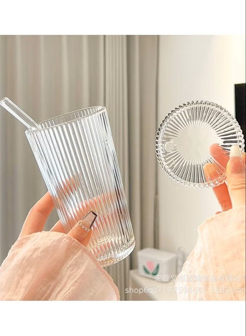 Crystal iced coffee cup with lid and coaster - Image 1