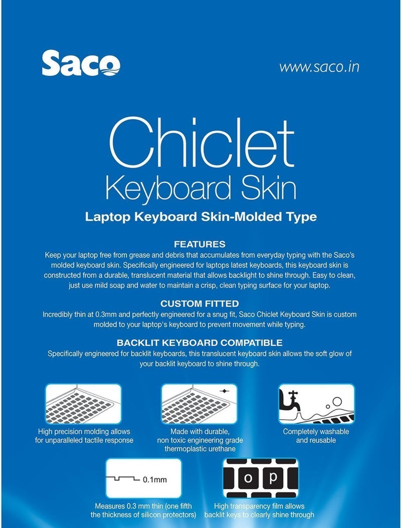 Saco Transparent Silicon Keyboard Protector for Acer Aspire TravelMate B115-M, P236-M, P238-M, B116-M, Switch 11 11.6" & 11 V Laptop - Image 5