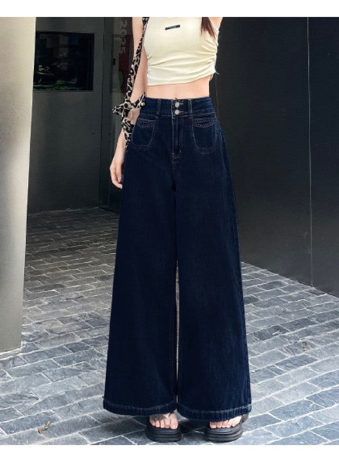 EPTISON Flowy Loose Fit Jeans For Women - Summer Vintage Stretch High Waist Wide Leg Floor-length Pants - Image 1