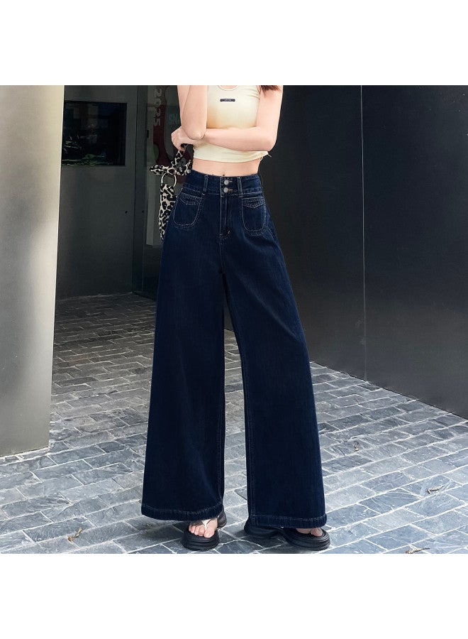 EPTISON Flowy Loose Fit Jeans For Women - Summer Vintage Stretch High Waist Wide Leg Floor-length Pants - Image 5