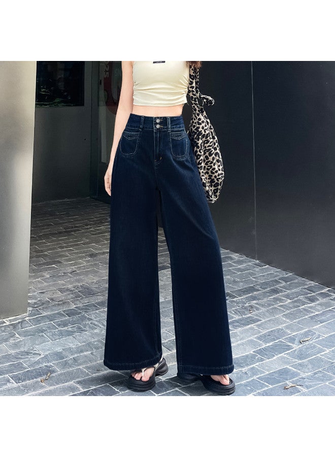 EPTISON Flowy Loose Fit Jeans For Women - Summer Vintage Stretch High Waist Wide Leg Floor-length Pants - Image 3