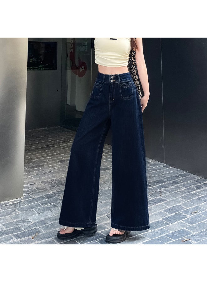 EPTISON Flowy Loose Fit Jeans For Women - Summer Vintage Stretch High Waist Wide Leg Floor-length Pants - Image 4