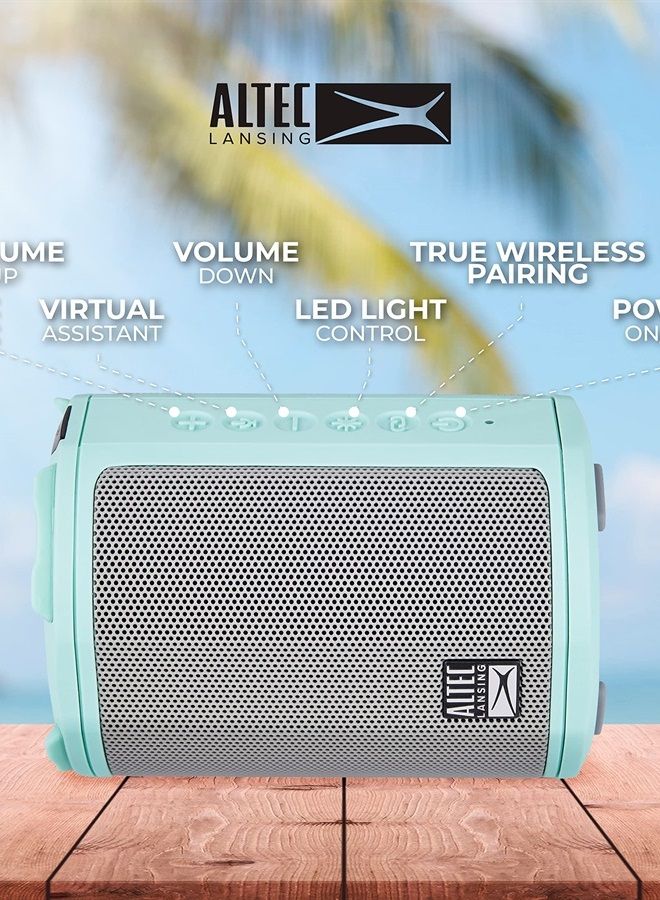 Altec Lansing HydraMotion Wireless Bluetooth Speaker with 360 Degree Sound, Portable IP67 Waterproof for Outdoors, Shockproof, Snowproof, Everything Proof, 12 Hour Playtime (Mint Green) - Image 3