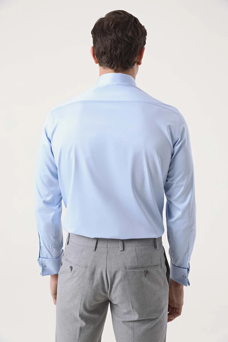 D'S DAMAT D'S Groom Ds Groom Regular Fit Blue Plain Shirt