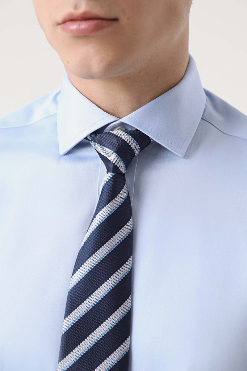 D'S DAMAT D'S Groom Ds Groom Regular Fit Blue Plain Shirt - Image 3