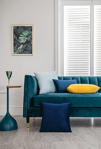 DEZENE 26x26 Euro Pillow Covers : 2 Pack Cozy Soft Velvet Oversized Couch Pillow Shams, Square Throw Pillow Cases for Living Room Sofa, Navy - Image 4