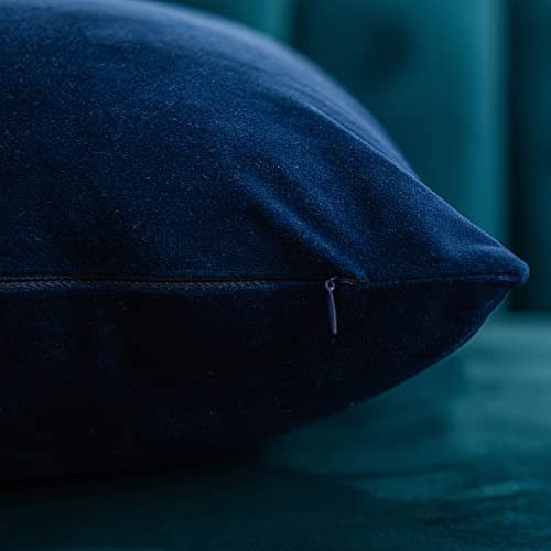 DEZENE 26x26 Euro Pillow Covers : 2 Pack Cozy Soft Velvet Oversized Couch Pillow Shams, Square Throw Pillow Cases for Living Room Sofa, Navy - Image 2