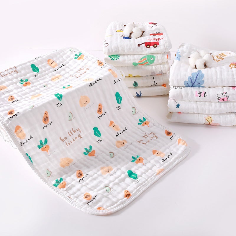 6-Layer Gauze Baby Bath Towel, Pure Cotton, Super Soft, Breathable, Lint-Free, Animal Print