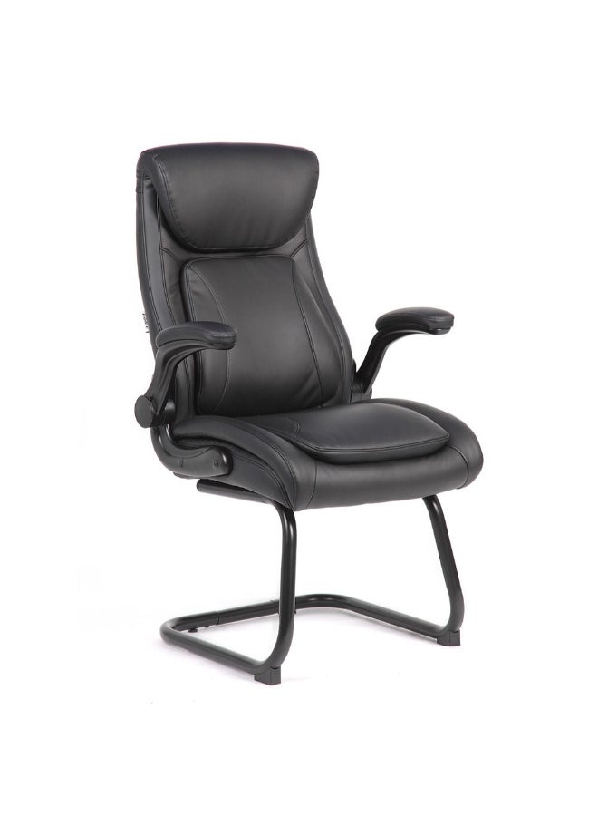 DANUBE HOME Louise Visitor Back Office Chair Ergonomic Office Chair Modern Desk Computer Chair Accent Office Armchair Fixed Lumbar L69.5xW67.5xH13.2cm - Black - Image 2