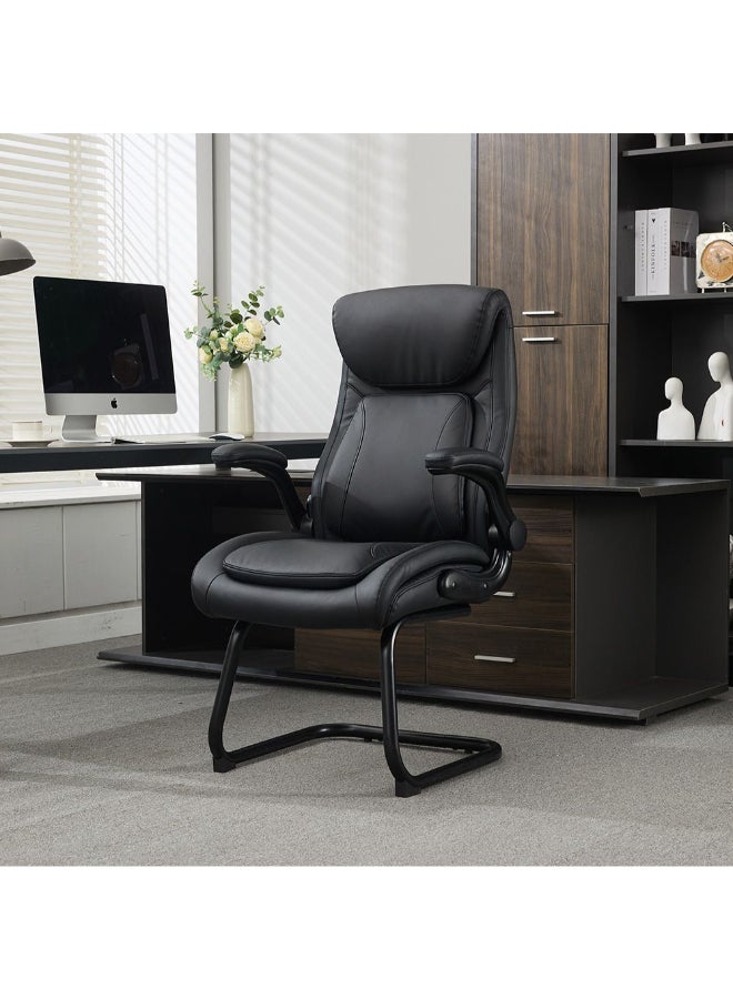 DANUBE HOME Louise Visitor Back Office Chair Ergonomic Office Chair Modern Desk Computer Chair Accent Office Armchair Fixed Lumbar L69.5xW67.5xH13.2cm - Black - Image 1