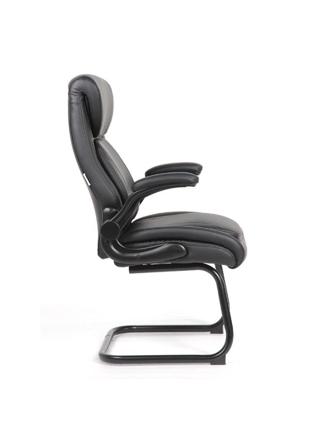 DANUBE HOME Louise Visitor Back Office Chair Ergonomic Office Chair Modern Desk Computer Chair Accent Office Armchair Fixed Lumbar L69.5xW67.5xH13.2cm - Black - Image 4