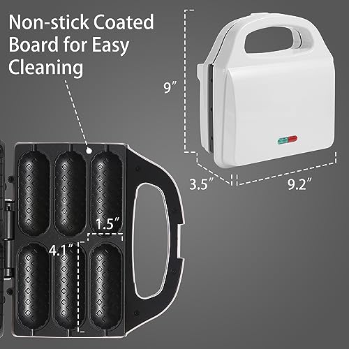 UVFAST Corn Dog Waffle Maker, Hot Dog Waffle Machine with Non-stick Coating Plate, Hot Dog Maker Toaster Make 6 Corn Dogs, Corn Dog Waffle Machine Make Corn Dog in Minutes, Easy to Clean, White - Image 3