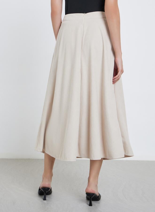 Styli Buttoned Down A-Line Midi Skirt with Pockets - Image 4