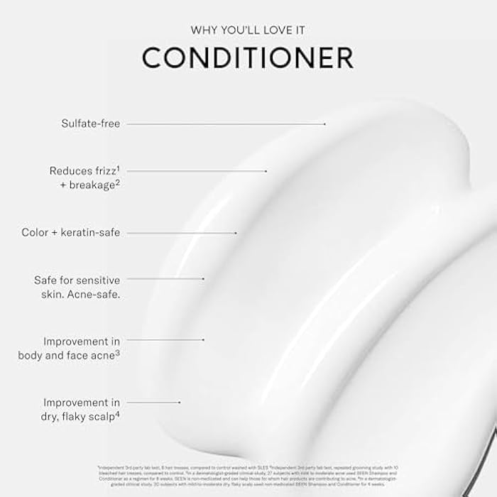 SEEN Conditioner, Fragrance Free - Non-Comedogenic Hair Conditioner - Dermatologist-Developed - Safe for Sensitive, Eczema & Acne Prone Skin - Image 3