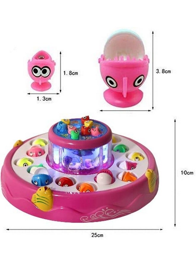 Goyal's Fishing Fish-Catching Kids Activity Game with 26 Piece Fishes, 2 Rotary Ponds and 4 Pods with Music and Light Function - Pink - Image 3