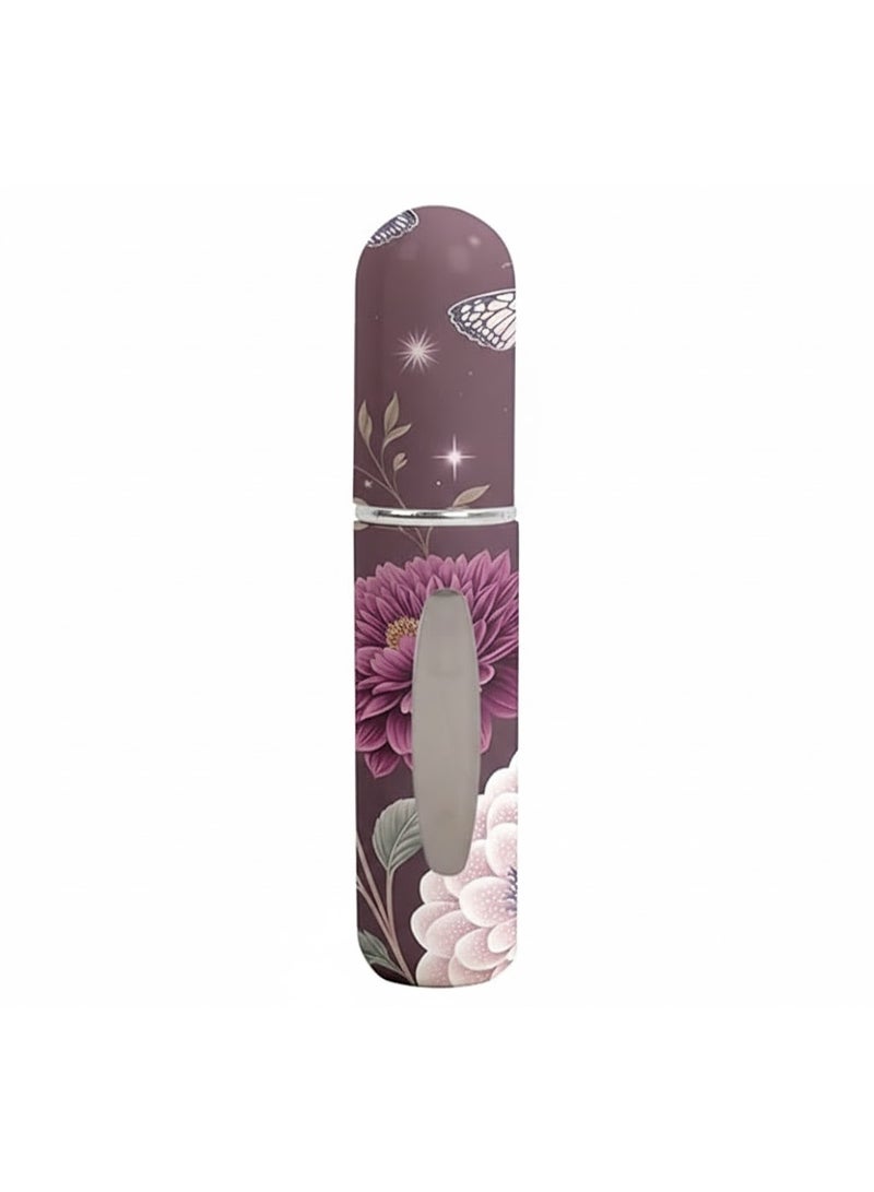 4Avenue Portable Mini Refillable Perfume Atomizer Bottle with Visual Window - Elegant Floral & Butterfly Art Design - Leak-Proof Travel Cologne Spray Dispenser for Purse & Pocket (Purple) - Image 1