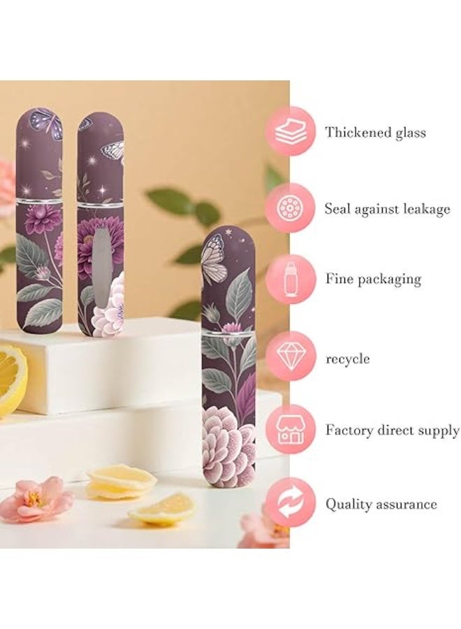 4Avenue Portable Mini Refillable Perfume Atomizer Bottle with Visual Window - Elegant Floral & Butterfly Art Design - Leak-Proof Travel Cologne Spray Dispenser for Purse & Pocket (Purple) - Image 2