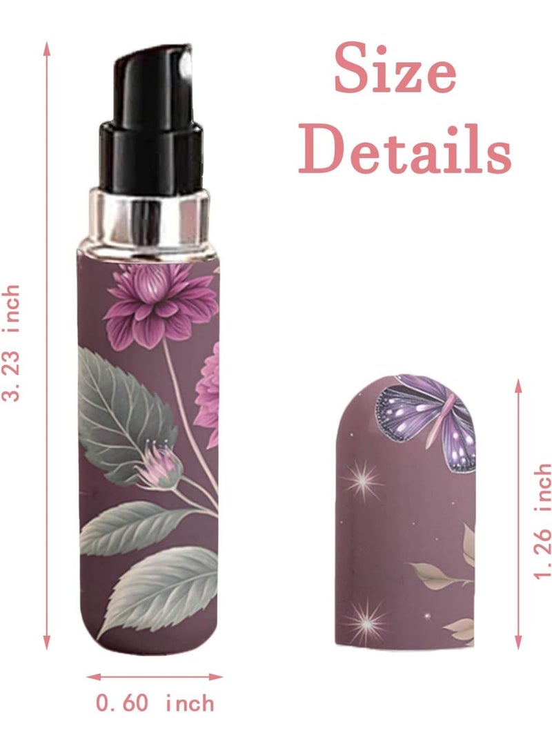 4Avenue Portable Mini Refillable Perfume Atomizer Bottle with Visual Window - Elegant Floral & Butterfly Art Design - Leak-Proof Travel Cologne Spray Dispenser for Purse & Pocket (Purple) - Image 4