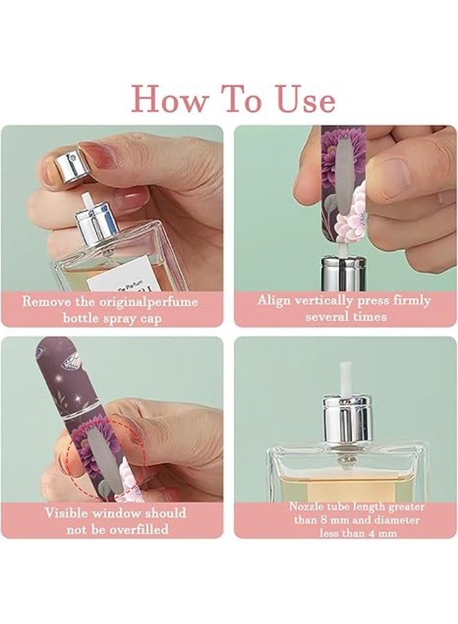 4Avenue Portable Mini Refillable Perfume Atomizer Bottle with Visual Window - Elegant Floral & Butterfly Art Design - Leak-Proof Travel Cologne Spray Dispenser for Purse & Pocket (Purple) - Image 3