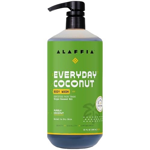 Alaffia Body Wash, EveryDay Coconut â€“ Purely Coconut Gentle Skin Cleanser for Normal to Dry Skin, 32 Oz - Image 1