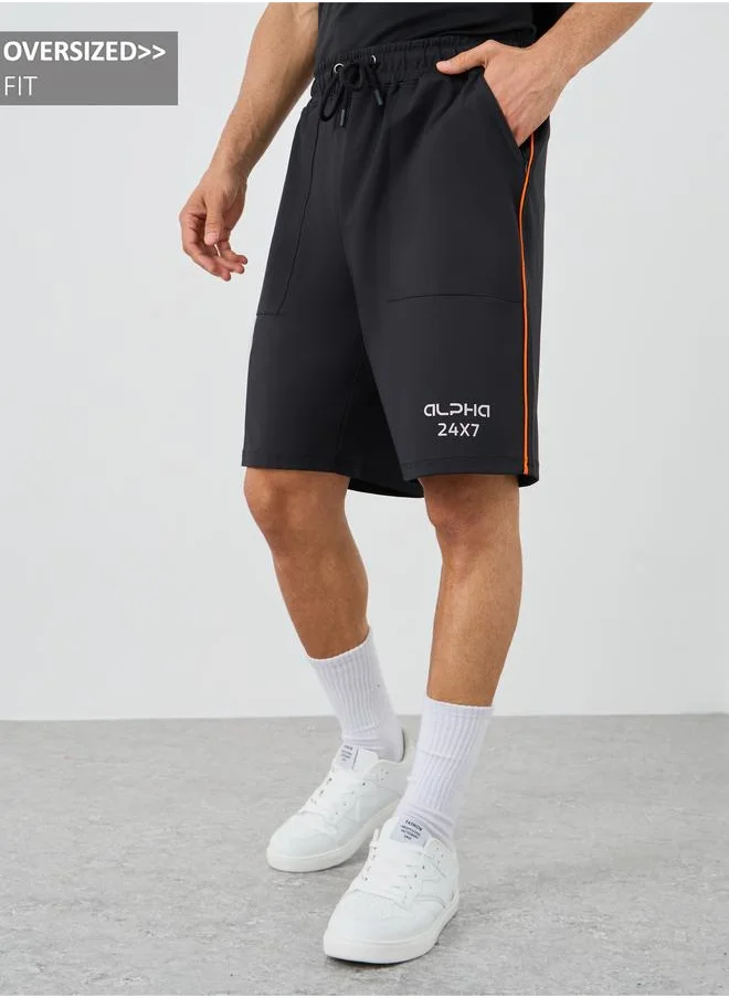 ستايلي Styli Oversized Fit Scuba Short with Side Tape