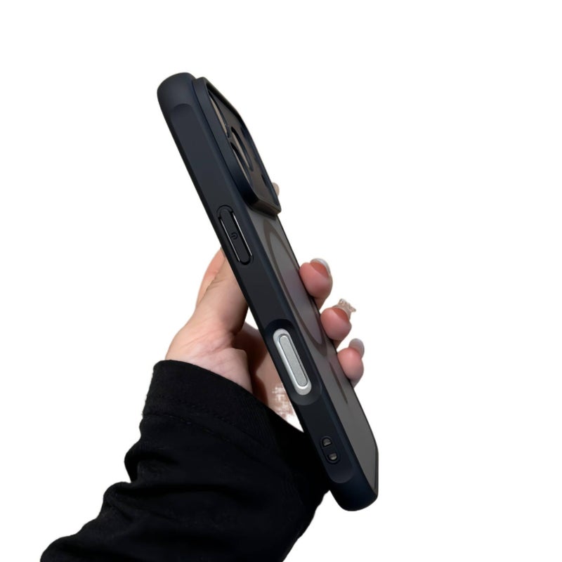 غطاء MagSafe بPC لـ iPhone 14 / 14 Plus / 14 Pro / 14 Pro Max مع مقاوم للصدمات وحماية من السقوط مع مقاوم للصدمات مع مقاوم لبصمات الأصابع مع مغناطيس قوي باللون أسود مغناطيسي باللون. - Image 4