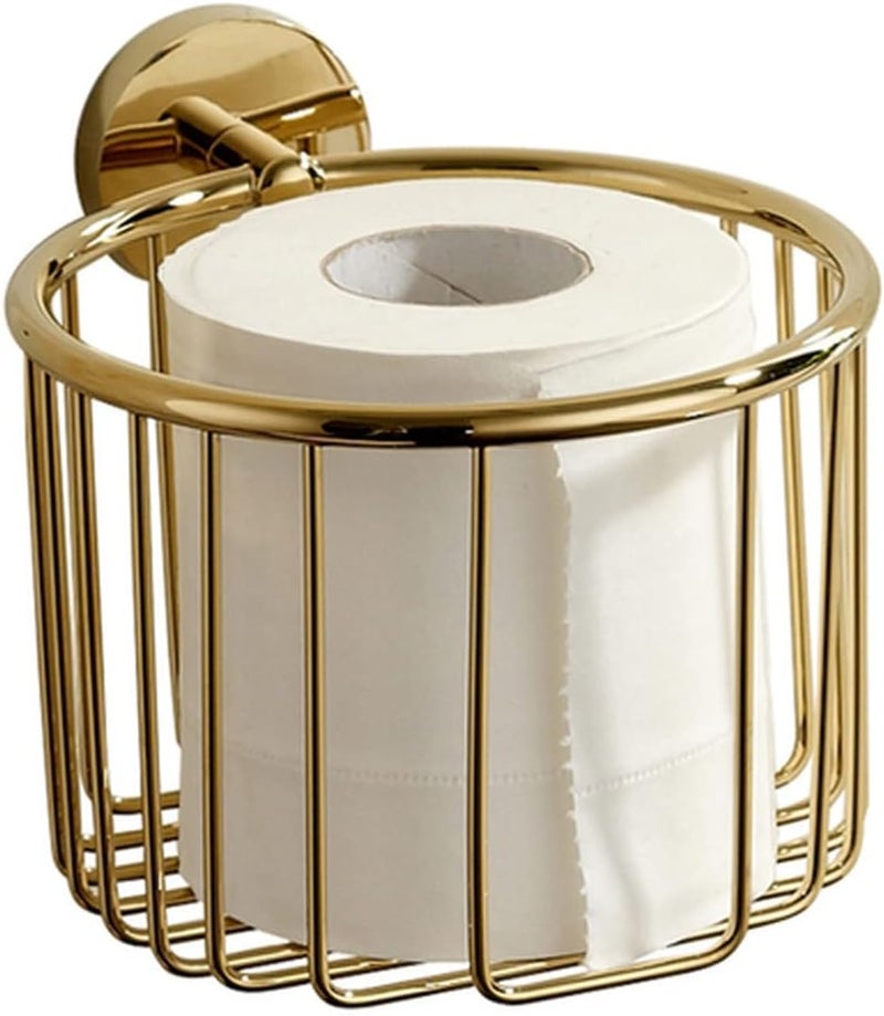 Brass Toilet Paper Holder European Style Wall-Mounted Bathroom Toilet roll Paper Basket(Gold)