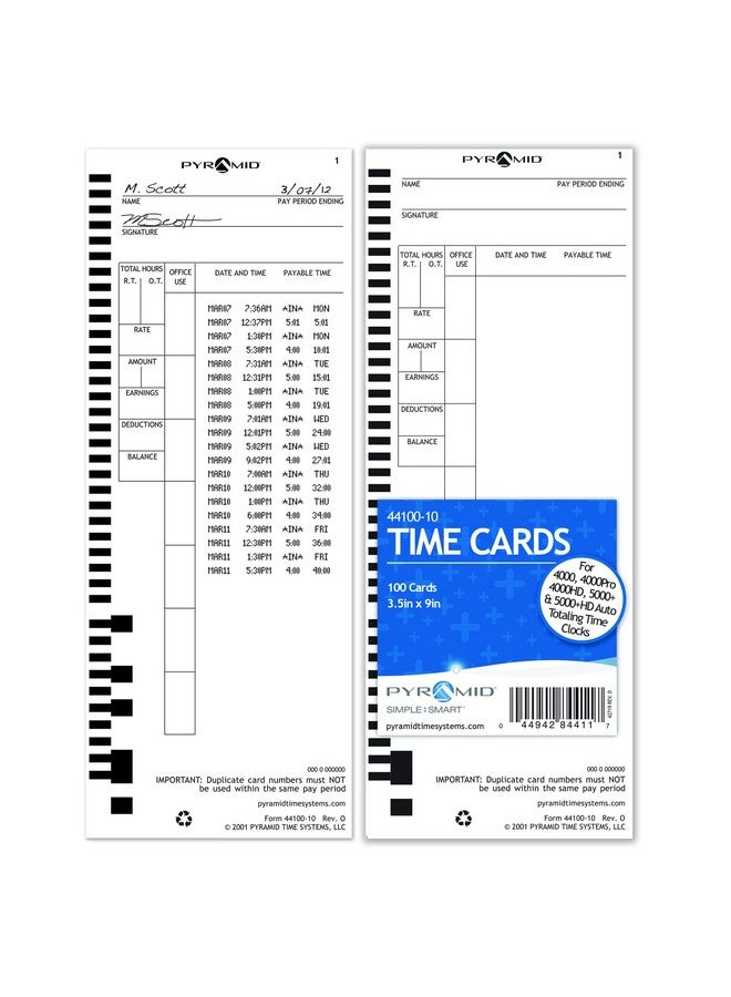 بيراميد تايم سيستمس 4410010Pk3 300 عدد بطاقات الوقت الأصلية والأصلية لساعات الوقت من سلسلة 4000 4000Pro 4000Prok و5000 من بطاقات الوقت الهرمية باللون الأبيض - Image 5
