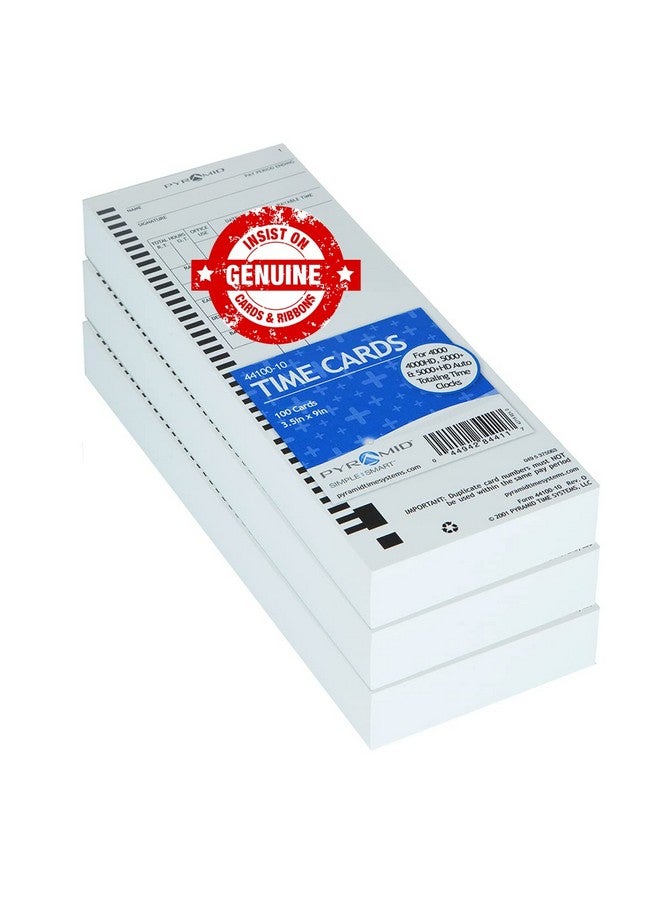 بيراميد تايم سيستمس 4410010Pk3 300 عدد بطاقات الوقت الأصلية والأصلية لساعات الوقت من سلسلة 4000 4000Pro 4000Prok و5000 من بطاقات الوقت الهرمية باللون الأبيض - Image 1