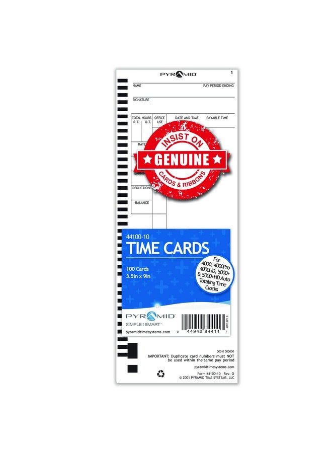 بيراميد تايم سيستمس 4410010Pk3 300 عدد بطاقات الوقت الأصلية والأصلية لساعات الوقت من سلسلة 4000 4000Pro 4000Prok و5000 من بطاقات الوقت الهرمية باللون الأبيض - Image 2