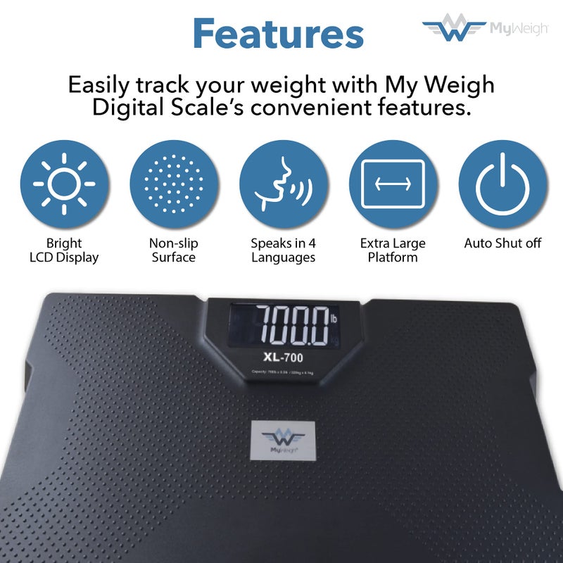 My Weigh ميزان الحمام المتحدث My Weigh XL-700 سعة 700 رطل 320 كجم - Image 2