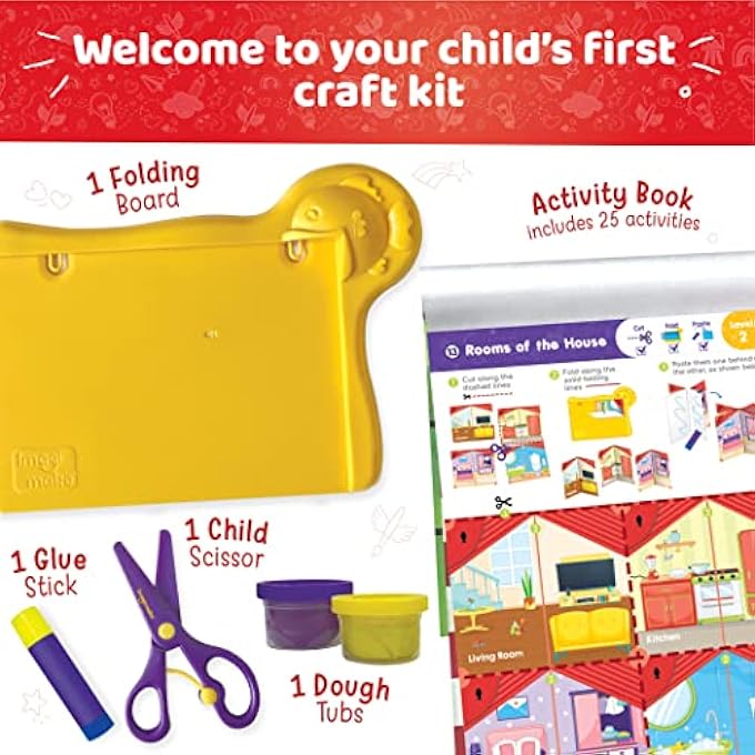 IMAGIMAKE MY FIRST CRAFT KIT WITH ACTIVITY BOOK | 25 DIY ART & CRAFT ACTIVITIES | 1 CHILD-SAFE SCISSOR | 4 TUBS OF REUSEABLE DOUGH | GIFTS FOR GIRLS & BOYS AGES 3, 4, 5, 6, 7 - Image 2