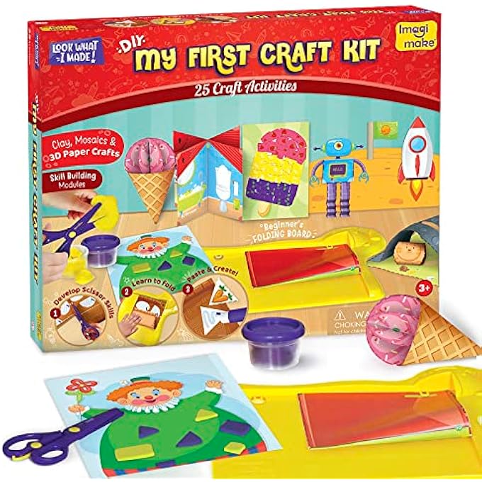 IMAGIMAKE MY FIRST CRAFT KIT WITH ACTIVITY BOOK | 25 DIY ART & CRAFT ACTIVITIES | 1 CHILD-SAFE SCISSOR | 4 TUBS OF REUSEABLE DOUGH | GIFTS FOR GIRLS & BOYS AGES 3, 4, 5, 6, 7 - Image 1