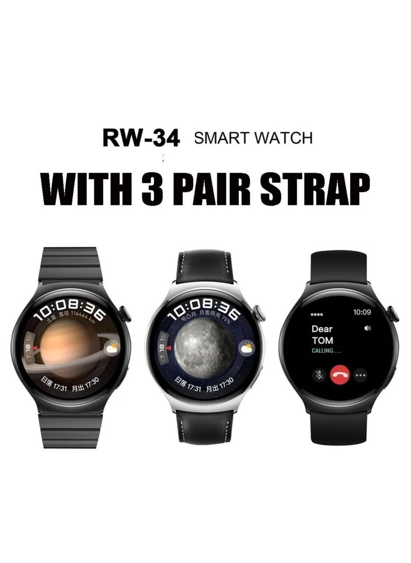 Haino Teko RW-34 AMOLED Display Smart Watch for Men & Boys – 3 Interchangeable Straps, Fitness & Health Tracking, Sleek & Stylish Design for Everyday Use - Image 2