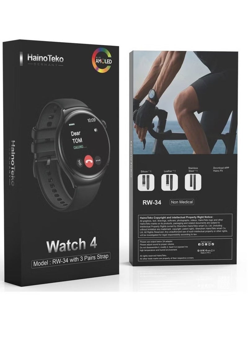 Haino Teko RW-34 AMOLED Display Smart Watch for Men & Boys – 3 Interchangeable Straps, Fitness & Health Tracking, Sleek & Stylish Design for Everyday Use - Image 5