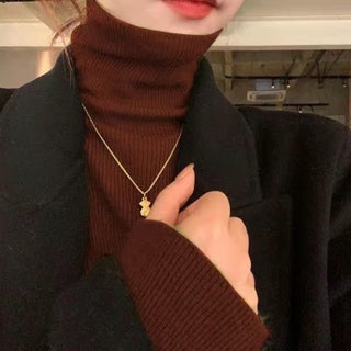 Autumn Winter Polo/Turtle Neck Pullovers Slimming Knit Fashionable Stylish Inner Long Sleeve Sweater Versatile Base Layer Top Fo Dark brown - pzsku/Z8808BECDE08920C81D2BZ/45/1746228889/25cc9c58-992d-4844-b4e3-b480e46d70df