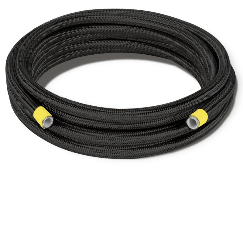 8AN Oil Cooler Hose 12 inch Dia Nylon Braided high Pressure Fuel line Stainless Steel Rubber Hose for Automotive Marine Engine Tube Fuel System Hose 3M10FT Black