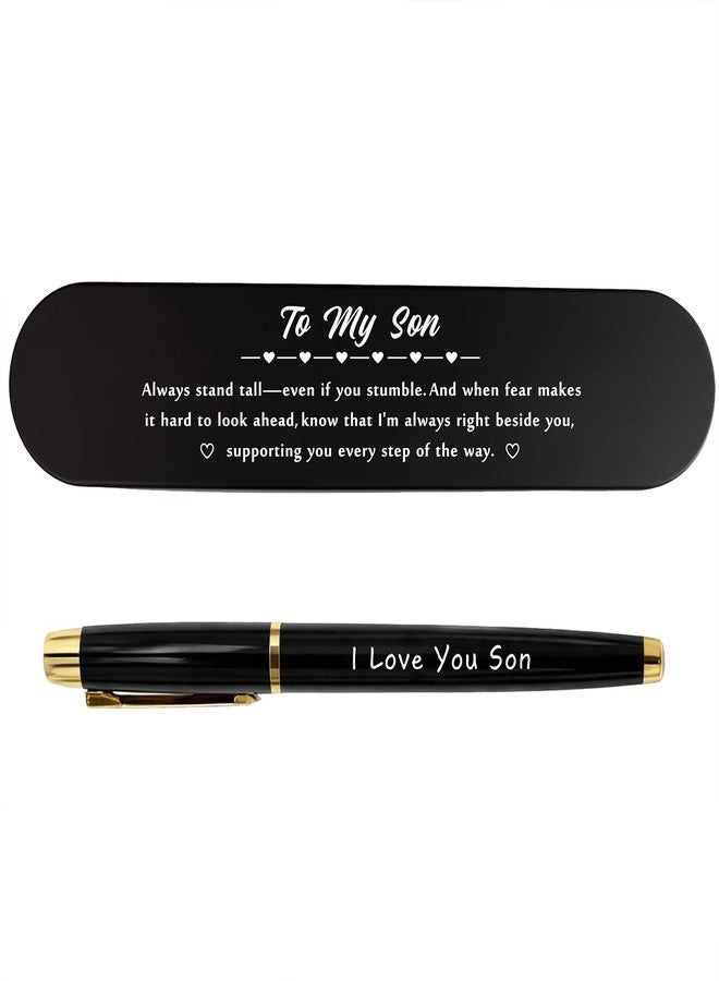 TANWIH Son Gifts from Mom and Dad - Engraved Pen Set with Inspirational Quote Box - I Love You Son Birthday Graduation Gifts, Alawys Stand Tall Gift - Image 1
