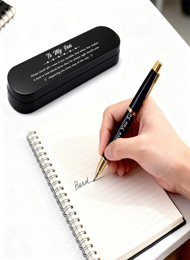 TANWIH Son Gifts from Mom and Dad - Engraved Pen Set with Inspirational Quote Box - I Love You Son Birthday Graduation Gifts, Alawys Stand Tall Gift - Image 5