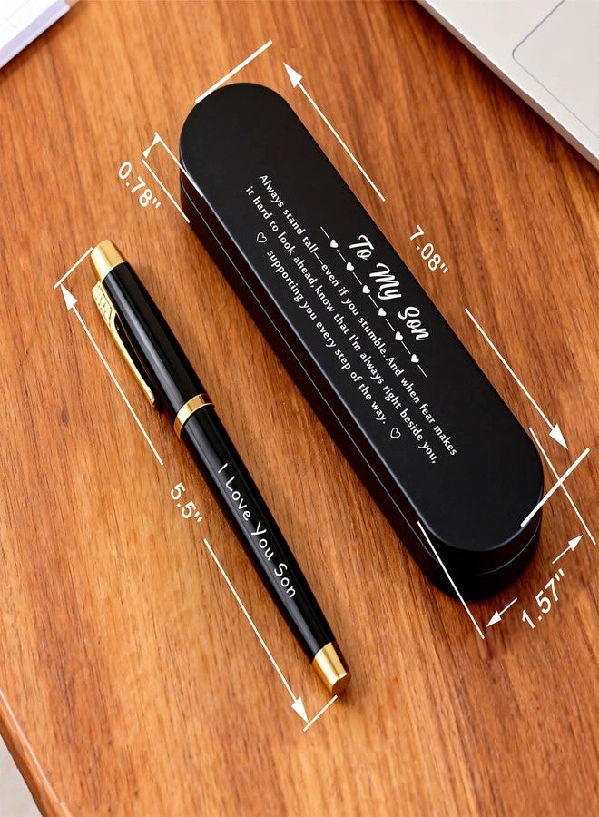 TANWIH Son Gifts from Mom and Dad - Engraved Pen Set with Inspirational Quote Box - I Love You Son Birthday Graduation Gifts, Alawys Stand Tall Gift - Image 3