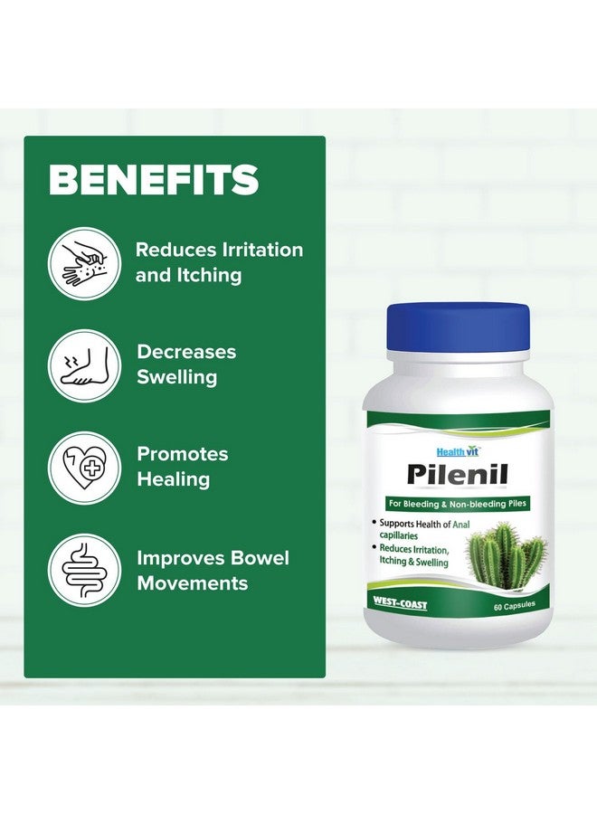 HealthVit هيلث فيت بيلينيل للبواسير النازفة وغير النازفة | يقلل من التهيج والحكة والتورم | يدعم صحة الشعيرات الدموية الشرجية | للرجال والنساء | 60 كبسولة - Image 3