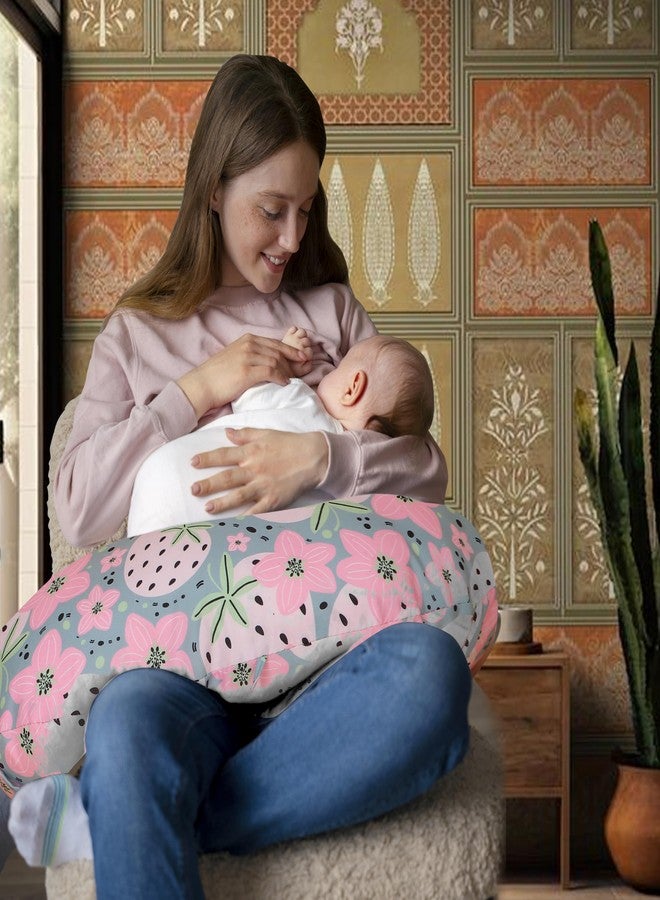 Windson Craft Baby Feeding Pillow with Detachable Cover, Safety Belt | Breastfeeding Pillow | Nursing Pillow (Strawberry Pink) - Image 1