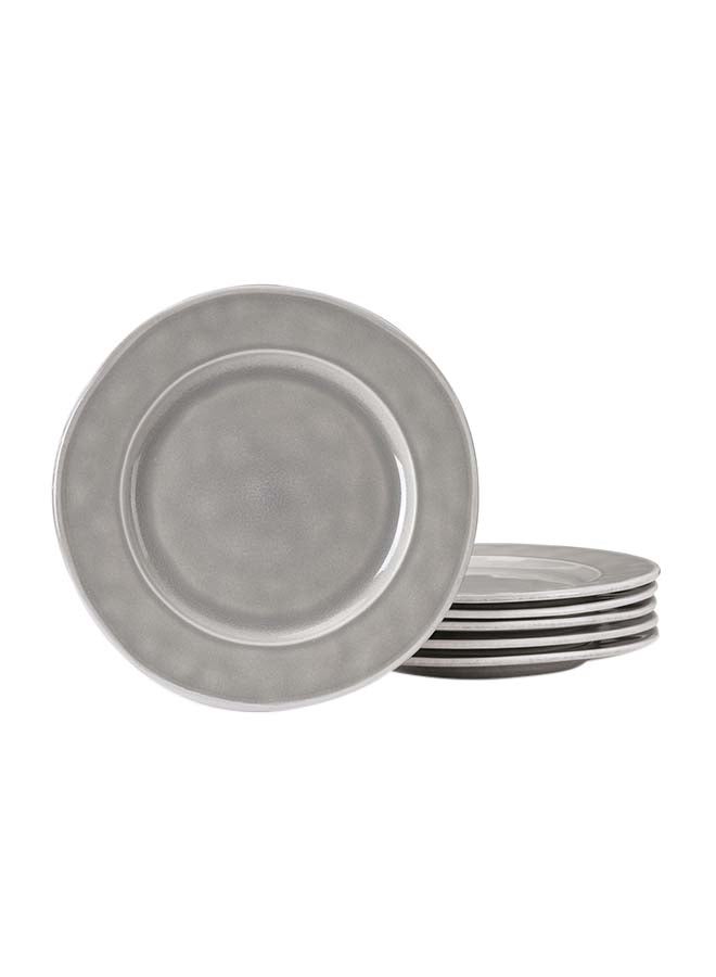 Famiware أطباق عشاء أورا 6 قطع بتزجيج تفاعلي بحجم 10.25 بوصة، مقاومة للخدش، آمنة للاستخدام في الميكروويف وغسالة الصحون، رمادي داكن - Image 1