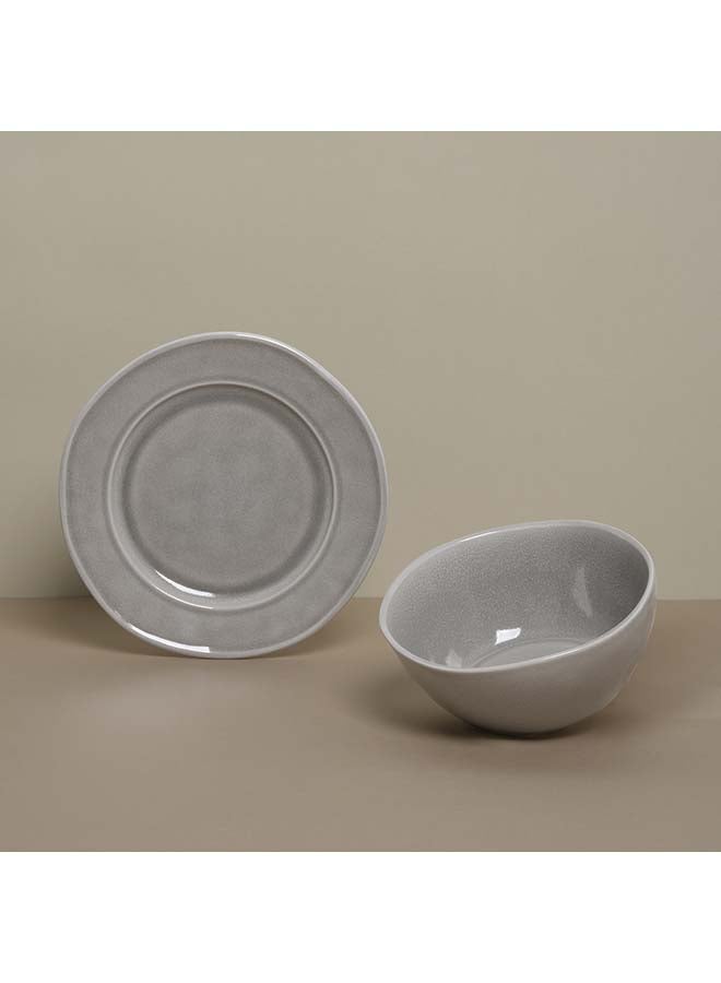 Famiware أطباق عشاء أورا 6 قطع بتزجيج تفاعلي بحجم 10.25 بوصة، مقاومة للخدش، آمنة للاستخدام في الميكروويف وغسالة الصحون، رمادي داكن - Image 5