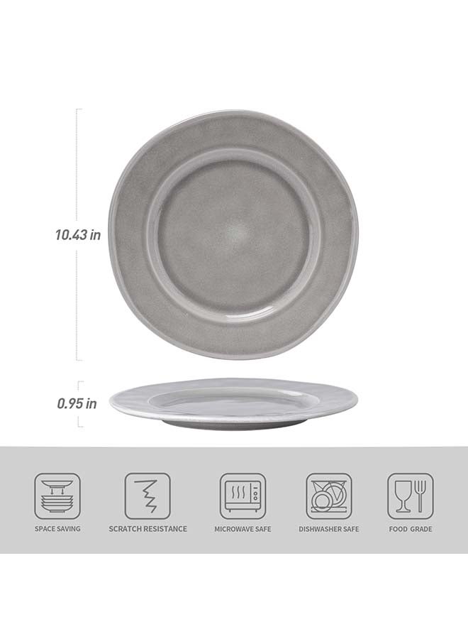 Famiware أطباق عشاء أورا 6 قطع بتزجيج تفاعلي بحجم 10.25 بوصة، مقاومة للخدش، آمنة للاستخدام في الميكروويف وغسالة الصحون، رمادي داكن - Image 3