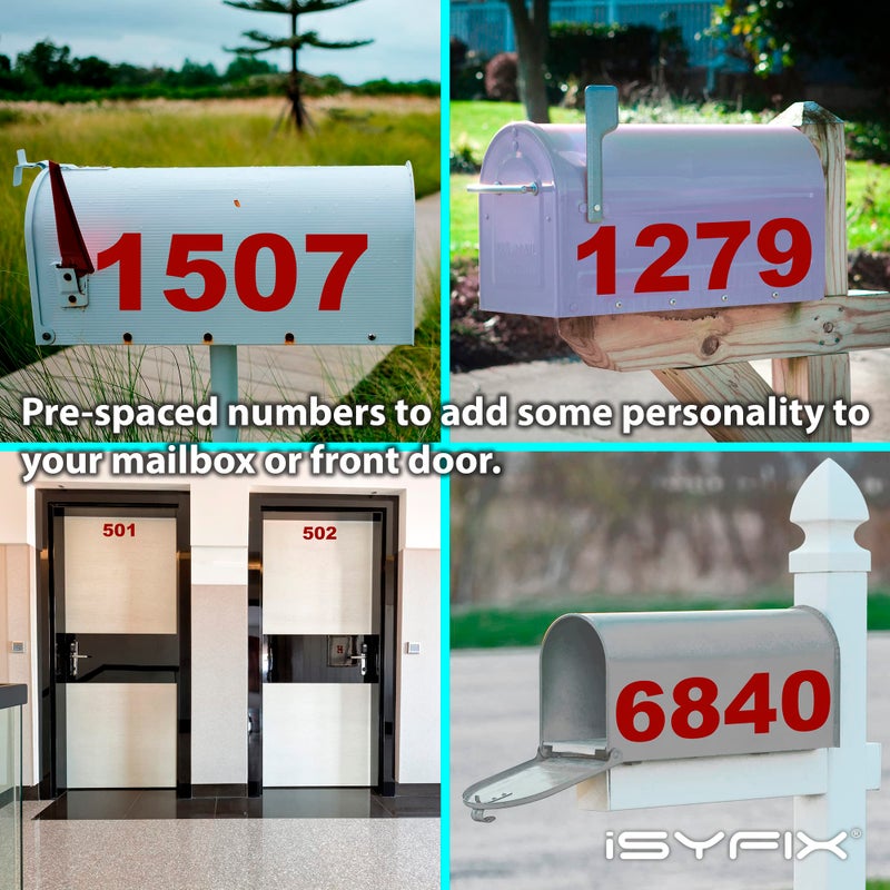 iSYFIX Red Vinyl Numbers Stickers,6 Inch Self Adhesive (2 Sets),Premium Decal Die Cut and Pre-Spaced for Mailbox, Signs, Window, Door, Cars, Trucks, Home, Business, Address Number, Indoor or Outdoor - Image 2