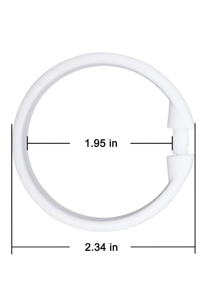 SYOSI 12 PCS White Plastic Shower Curtain Rings, Easy Snap Closure Shower Curtain  - Image 3